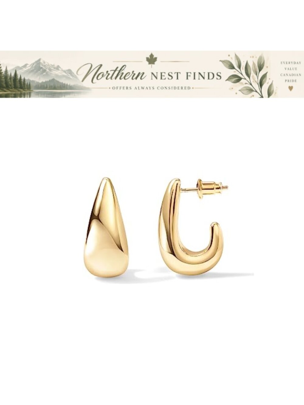 14K Gold Plated Dome Hoop Huggie Earrings Sterling Silver Post